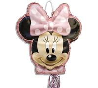 Disney Minnie Mouse-Shaped Multicolor Drum Pull Pinata (48cm x 50cm) 1 Piece - Perfect for Kids Parties & Celebrations