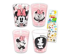 Disney Minnie Mouse Shot Glasses 4 Pack - Bundle with 1.5 Oz Mini Glasses Featuring Minnie Mouse Plus Stickers, More Mini Cups Set
