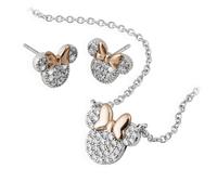 Disney Minnie Mouse Silver Plated Necklace and Stud Earrings Jewellery Set