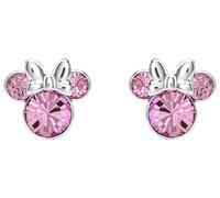 Disney Minnie Mouse Silver Plated Pink Crystal Stud Earrings