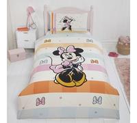 Disney Minnie Mouse Single Duvet Cover Set - Reversible Bedding for Kids Girls | Official Minnie Mouse Bed Set with Pillowcase | 55% Cotton 45% Polyester | Pastel Bows Design | Easy Care Comfort