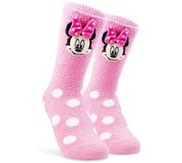 Disney Minnie Mouse Slipper Socks for Women Teens UK Size 2.5-7.5, 3D Character Casual Socks, Soft Breathable, Gifts for Her (Pink Minnie Mouse)