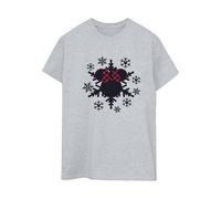 Disney Minnie Mouse Snowflake Boyfriend T-Shirt In Grey Grey 5XL