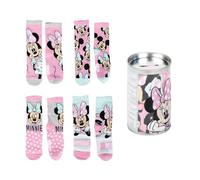 Disney Minnie Mouse Socks 4 Pairs Kids Cotton Blend Socks with Money Box, multi-coloured, 31-34