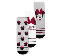 Disney Minnie Mouse Socks for Women - Trainers Women Stockings Grey/White (Pack of 3), grey / white, 35-38