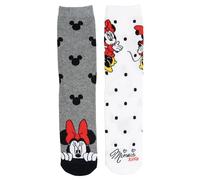 Disney Minnie Mouse Socks for Women - Women's Sneaker Stockings Grey/White (Pack of 2)