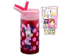 Disney Minnie Mouse Stainless Steel Water Bottle for Girls - Bundle with Minnie Mouse Reusable Water Bottle for Home, School, Plus Stickers, More | Minnie Mouse Water Bottle