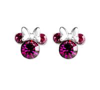 Disney Silver Minnie Pink Crystal Birthstone Stud Earrings - October - F6784