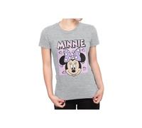 Disney Tshirt for Women | Minnie Mouse Womens T Shirt | Short Sleeve Womens T-Shirts | Grey X-Small