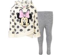 Disney Minnie Mouse Toddler Girls Pullover Crossover Hoodie and Leggings Outfit Set Off-White/Grey 4T