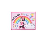 Disney Minnie Mouse Towel for Girl, Pink with Rainbow Pattern, 40 x 30 cm
