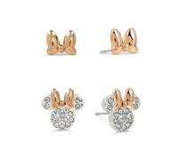 Disney Minnie Mouse Two-Tone 2 Pack Bow and Minnie Stud Earrings Set