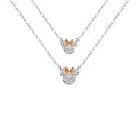 Disney Minnie Mouse Two Tone Plated CZ Mother & Daughter Necklace Set