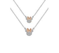 Disney Minnie Mouse Two Tone Plated CZ Stone Set Mother & Daughter Necklace Set Silver