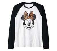 Disney Minnie Mouse Vintage Leopard Print Bow Portrait Raglan Baseball Tee