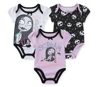 Disney Minnie Mouse Winnie the Pooh Lilo & Stitch Nightmare Before Christmas Girls 3 Pack Bodysuit for Newborn and Infants
