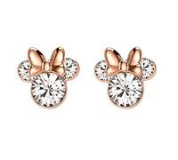 Disney Minnie Mouse Women Jewelry, Sterling Silver Cubic Zirconia and Red Enamel Bow Detail Stud Earrings, Sterling Silver Silver Diamond, Cubic Zirconia