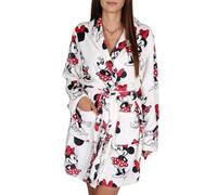 DISNEY Minnie Mouse WOMEN'S bathrobe with belt, WARM tie-up dressing gown with pockets, Soft dressing gown, white (UK, Alpha, M, Regular, Regular, White Minnie)