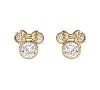 Disney Minnie Mouse Womens Girls Gold Plated Stone Set Stud Earrings