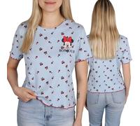 DISNEY Minnie Mouse Women's short-sleeved T-shirt, blue with cherry pattern