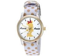 Disney Minnie Mouse Women's Silver Alloy Watch, Reversible Red with White Polka Dot Nylon Strap, W002879