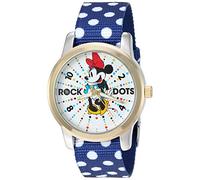 Disney Minnie Mouse Women's Two Tone Alloy Watch, Reversible Blue with White Polka Dot Nylon Strap, W002885