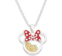 Disney Minnie Silver Plated Brass with Red enamel Bow November Birthstone Floating Stone Necklace CF00308SNOVL-Q.PH
