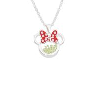 Disney Minnie Silver Plated Brass with Red enamel Bow August Birthstone Floating Stone Necklace CF00308SAUGL-Q.PH