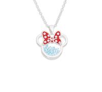 Disney Minnie Silver Plated Brass with Red enamel Bow March Birthstone Floating Stone Necklace CF00308SMARL-Q.PH