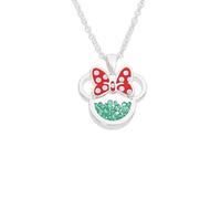 Disney Minnie Silver Plated Brass with Red enamel Bow May Birthstone Floating Stone Necklace CF00308SMAYL-Q.PH