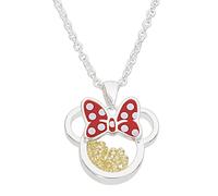 Disney Minnie Silver Plated Brass with Red enamel Bow November Birthstone Floating Stone Necklace CF00308SNOVL-Q.PH
