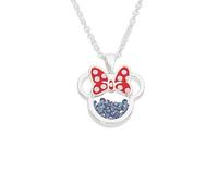 Disney Minnie Silver Plated Brass with Red enamel Bow September Birthstone Floating Stone Necklace CF00308SSEPL-Q.PH