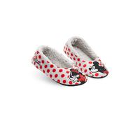 Disney Women's Sock Slippers Ballet Style Non Slip Minnie Stitch Gifts (4 UK, Grey/Red, numeric_4)