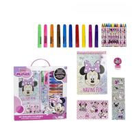 Disney Minnie Stationery Colouring Set for Kids Includes 1 Colouring Book, 1 Stamp, 2 Sticker Pages, 10 Colour Markers, 12 Wax Crayons