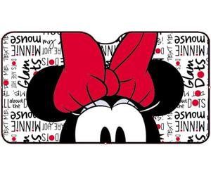Disney Minnie Sunshade, 130x70cm, Polyester, Roll Up, Passenger Car, Minnie Mouse, Girls Cartoons, Front Windscreen Sunshade with Exclusive Graphics