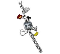 Disney MK2228 Women's Mickey Mouse MOP Dial Silver Tone Charm Bracelet Watch, silver