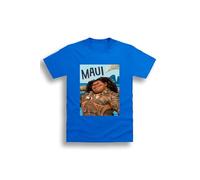 Disney Moana 2 Boys T-Shirt - Royal Blue 100% Cotton Short Sleeve Tee with Large Maui Character Print | Official Kids’ Top Ages 4-8 Years