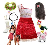 Disney Moana 2 Princess Dress Girls Single Shoulder Sling Tassels Cosplay Vaiana Costume Kid Carnival Birthday Party Clothes Set Moana Dress