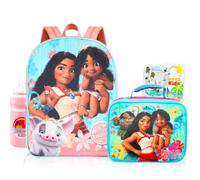 Disney Moana Backpack and Lunch Box for Girls - Bundle with 15" Backpack, Lunch Bag, Stickers, Water Bottle, More | Moana School Bag for Kids Set