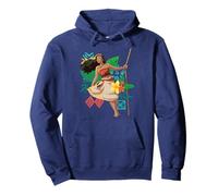 Disney Moana Floral Island Background Moana Leans From Rope Pullover Hoodie
