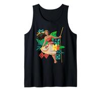 Disney Moana Floral Island Background Moana Leans From Rope Tank Top
