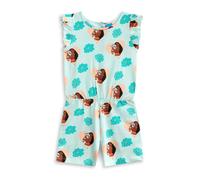 Disney Moana Girls Playsuit in Light Blue | Floral Sleeveless Outfit with Ruffle Detail | Casual Summer Wear with Pockets | Movie Character Apparel for Children - 6-7 Years