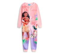 Disney Moana Girls Pink & Purple Zip-Up Onesie | Long Sleeve Microfleece Sleepwear & Loungewear | Character Pyjamas for Bedtime & Home | Kids Merch - 6-7 Years