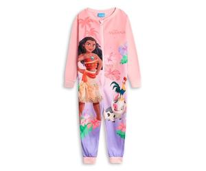 Disney Moana Girls Pink & Purple Zip-Up Onesie | Long Sleeve Microfleece Sleepwear & Loungewear | Character Pyjamas for Bedtime & Home | Kids Merch - 3-4 Years