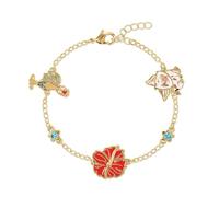 Disney Moana Girls Sterling Silver Gold-Tone Chain Charm Bracelet