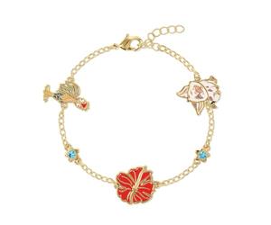 Disney Moana Girls Sterling Silver Gold-Tone Chain Charm Bracelet
