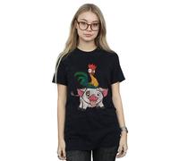 Disney Moana Hei Hei And Pua Cotton Boyfriend T-Shirt In Black
