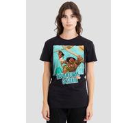 Disney Women's Moana Maui Moana Aventures in Oceania T-Shirt, Black | Size: Large Disney Black L