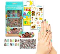 Disney MOANA Nail Stickers Set for Girls: Includes Moana Self-Adhesive Nails, Tattoos and Other Party Supplies | 2 False Nails for Girls