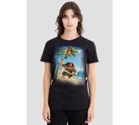 Disney Women's Moana Poster T-Shirt, Black | Size: Large Disney Black L